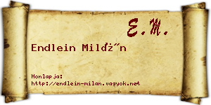 Endlein Milán névjegykártya